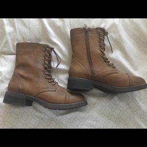 Brown combat boots
